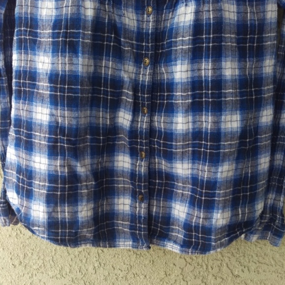 Faded glory blue plaid button up shirt - Picture 3 of 8